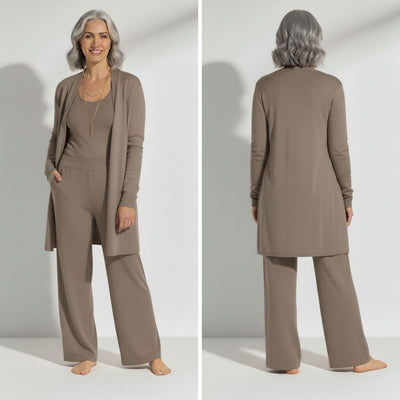 MALIA | ELEGANTE 3-DELIGE SET MET CARDIGAN, TOP EN BROEK