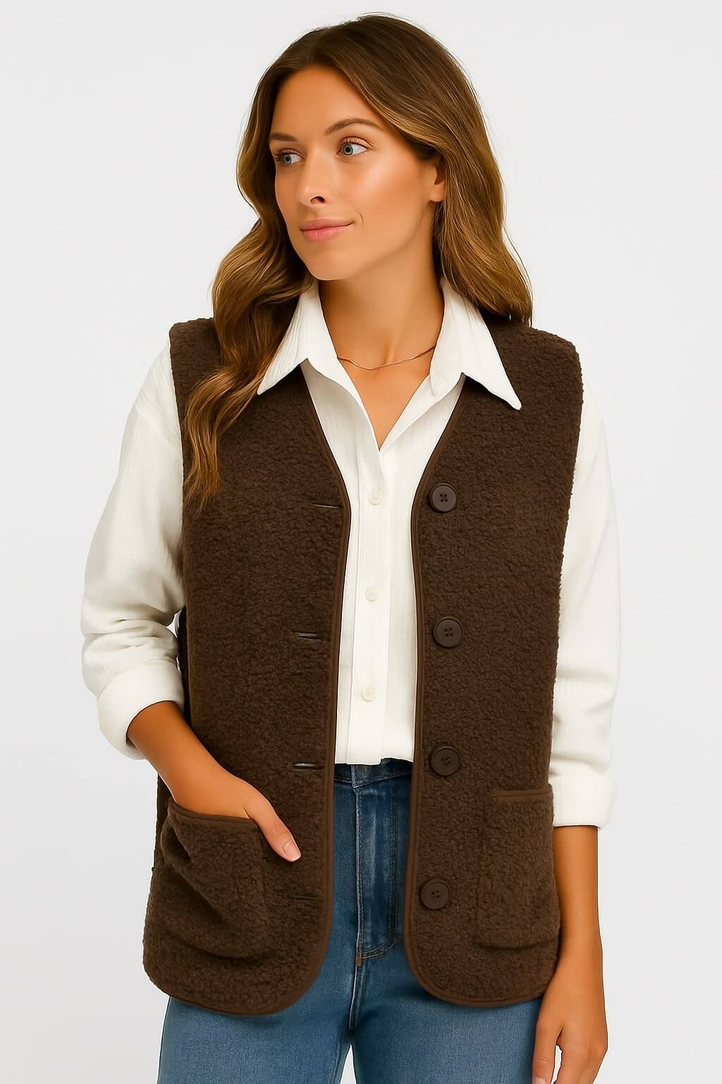 ELLA | WARME VEST VAN ZACHTE WOL MET KNOPEN
