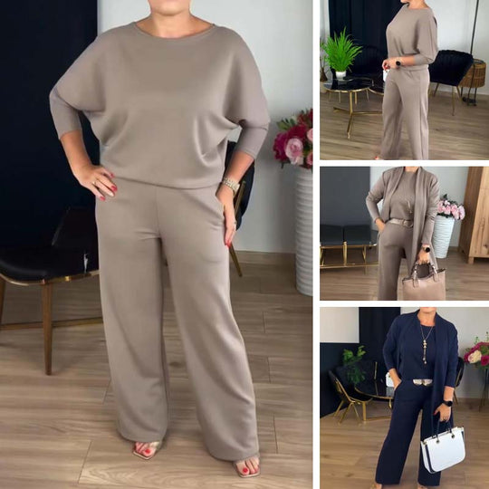 MALIA | ELEGANTE 3-DELIGE SET MET CARDIGAN, TOP EN BROEK